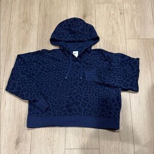 Nike Blue & black Animal Print leopard Hoodie sweatshirt Sz Small